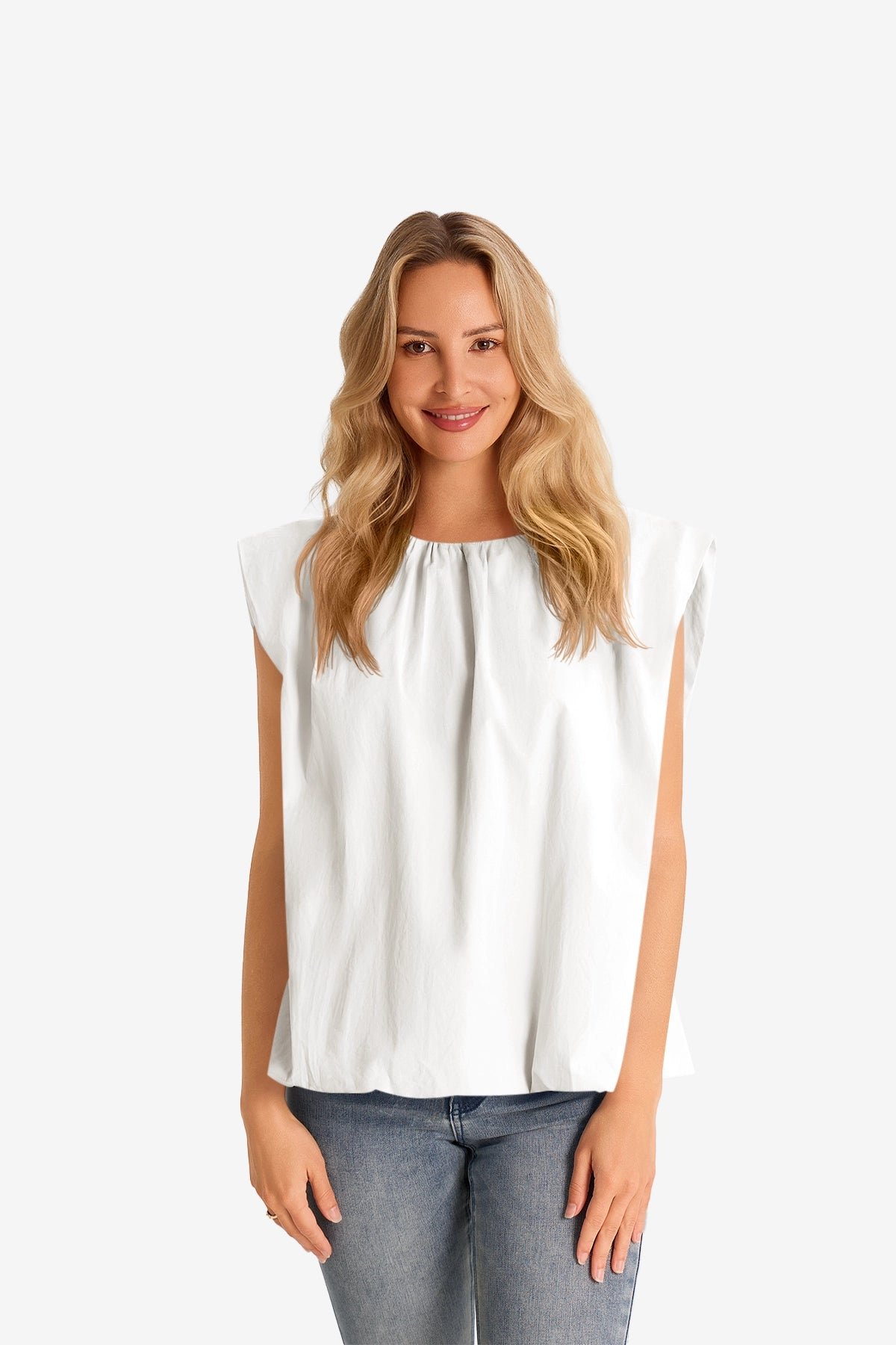 Womens White Cap Sleeve Blouses | CicyBell
