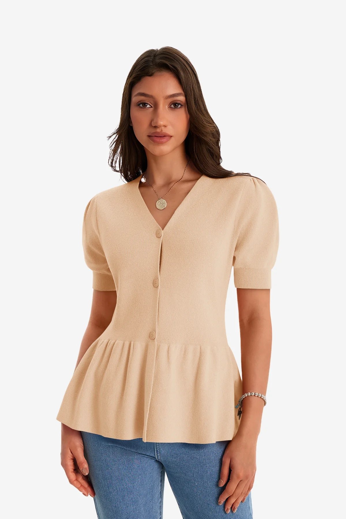 Womens Apricot Knit Sweaters | CicyBell