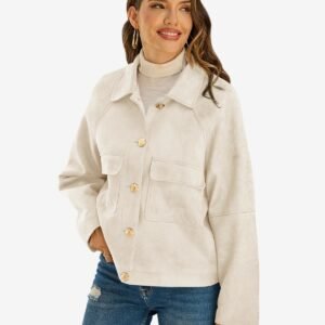 Womens Creamy White Faux Suede Leather Jacket | CicyBell