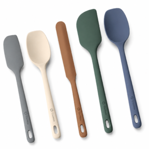 ChefAide 5 Pieces Silicone Spatula Set, Food Grade Rubber Spatula, Upgrade Strong Handle with Ergonomic Grip