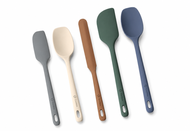 ChefAide 5 Pieces Silicone Spatula Set, Food Grade Rubber Spatula, Upgrade Strong Handle with Ergonomic Grip