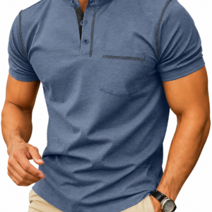 Sailwind Mens Henley Shirts Short Sleeve Summer Casual Classic Cotton T Shirts Pocket Button Shirt