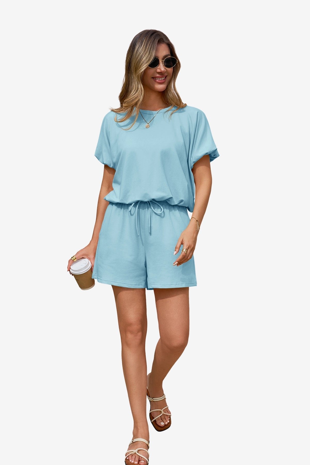 Womens Bluish Grey Summer 2 Piece Short Sets | CicyBell