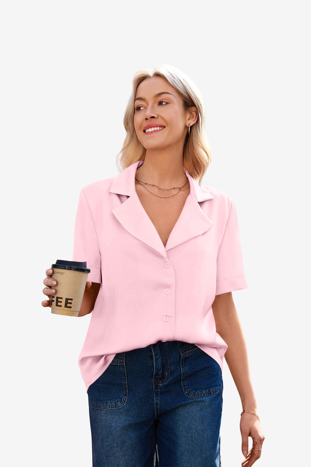 Womens Pink Satin Button Down Shirts  | CicyBell