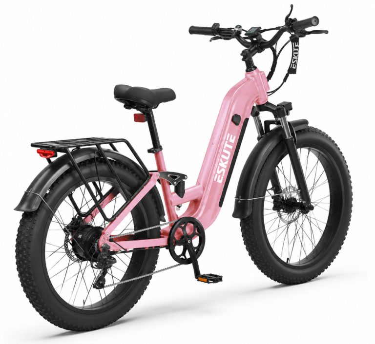 ESKUTE Electric Bike for Adults - 48V20.8Ah 80 Miles Battery Commuter, 32+MPH, Peak 1500W Brushless Motor, 26x4.0 Fat Tire Step-Thru Cityrun Ebike, 8-Speed