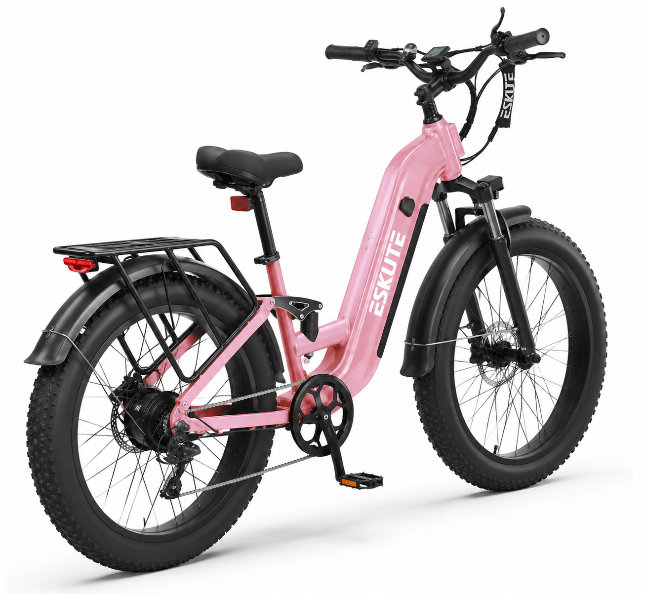 ESKUTE Electric Bike for Adults - 48V20.8Ah 80 Miles Battery Commuter, 32+MPH, Peak 1500W Brushless Motor, 26x4.0 Fat Tire Step-Thru Cityrun Ebike, 8-Speed