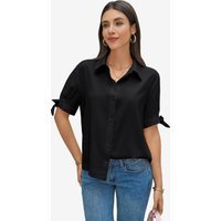 Womens Black Short Sleeve Button Down Shirts | CicyBell