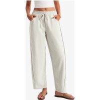 Womens Beige Wide Leg Striped Pants | CicyBell