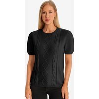 Womens  Black Puff Short Sleeve Sweater | CicyBell