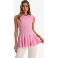 Womens Pink Pleated Peplum Tank Tops | CicyBell
