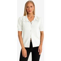 Cicy Bell White Ruffle Peter Pan Collar Cardigan Sweater