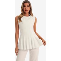 Womens White Pleated Peplum Tank Tops | CicyBell