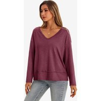 Womens Wine Red V Neck Casual Flowy Tops | CicyBell
