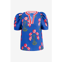 Womens Blue Summer Puff Sleeve Blouses  | CicyBell