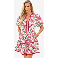 Womens Pink V Neck Floral Mini Dress | CicyBell