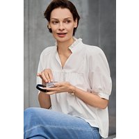 Womens White Puff Sleeve V Neck Blouse | CicyBell