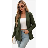 Cicy Bell Womens Dark Green Button Knit Blazer