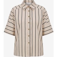 Womens Beige Striped Button Down Shirts | CicyBell