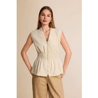 Womens Beige Summer V Neck Tank Tops | CicyBell