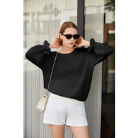 Cicy Bell Womens Black Ruffle Sweater