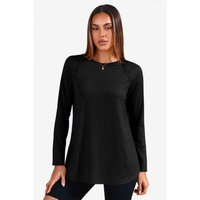 Cicy Bell Womens Black Long Sleeve Tunic Tops