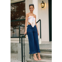 Womens Navy Ruffle Baggy Jeans | CicyBell