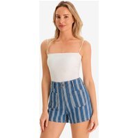 Womens Blue Summer Striped Jean Shorts | CicyBell