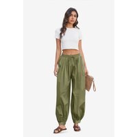 Womens Army Green Baggy Pleated Harem Pants | CicyBell