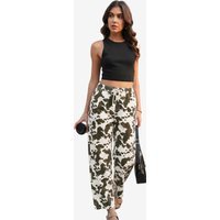 Womens Beige Leopard High Waisted Barrel Jeans | CicyBell
