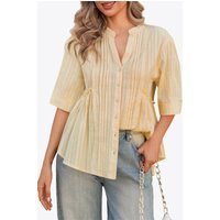 Womens Beige Peplum Button Down Shirts | CicyBell