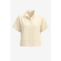 Womens Beige Cropped Short Sleeve Shirts| CicyBell