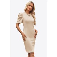 Cicy Bell Womens Beige Puff Sleeve Bodycon Work Dresses
