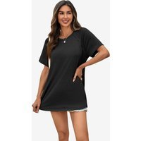 Wrinkle-Free Black Dolman Tee Stretch Side Slit | CicyBell