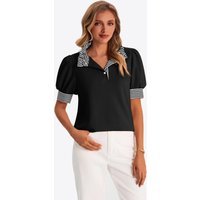 Womens Black Summer Puff Sleeve Blouses | CicyBell