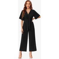 Womens Black Wide Leg Long Pants Rompers | CicyBell