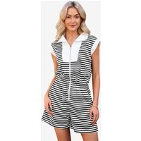 Womens Black Summer Striped Rompers | CicyBell