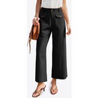 Womens Black Cropped Wide Leg Pants | CicyBell