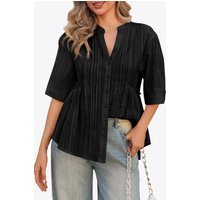 Womens Black Peplum Button Down Shirts | CicyBell
