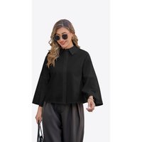 Womens Black 3/4 Bell Sleeve Button Down Shirts  | CicyBell