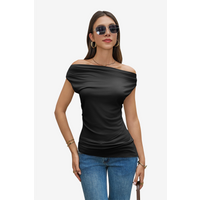 Womens  Black Cowl Neck Tank Tops | CicyBell