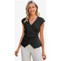 Womens Black V Neck Wrap Tank Tops | CicyBell