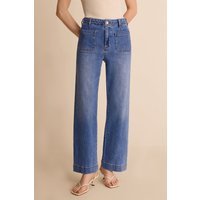 Womens Blue Straight Leg High Waisted Jeans | CicyBell