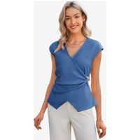 Womens Bluish Gray V Neck Wrap Tank Tops | CicyBell