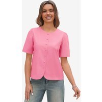 Womens Bright Pink Short Button Down Puff Sleeve | CicyBell