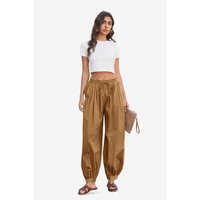 Womens Brown Baggy Pleated Harem Pants | CicyBell