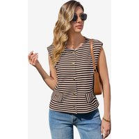 Womens Brown Summer Striped Vest | CicyBell
