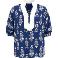 Womens Dark Blue V Neck Puff Half Sleeve | CicyBell
