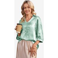 Womens Green Metallic 3/4 Sleeve | CicyBell