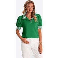 Womens Green Summer Puff Sleeve Blouses | CicyBell