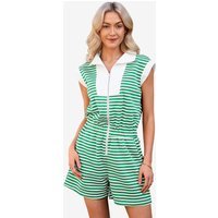 Womens Green Summer Striped Rompers | CicyBell